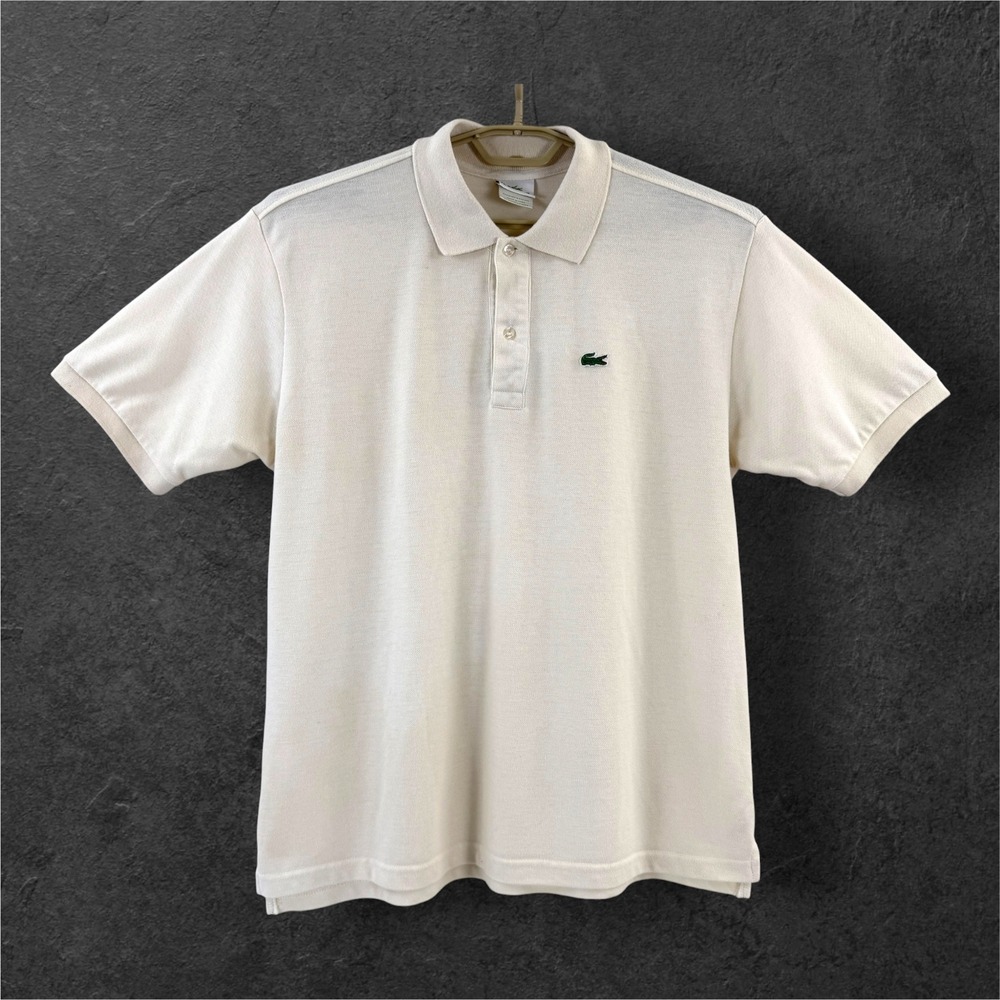 Lacoste Mens Short Sleeve Pique Polo Shirt Cream Off White Size 6 XL RN87651